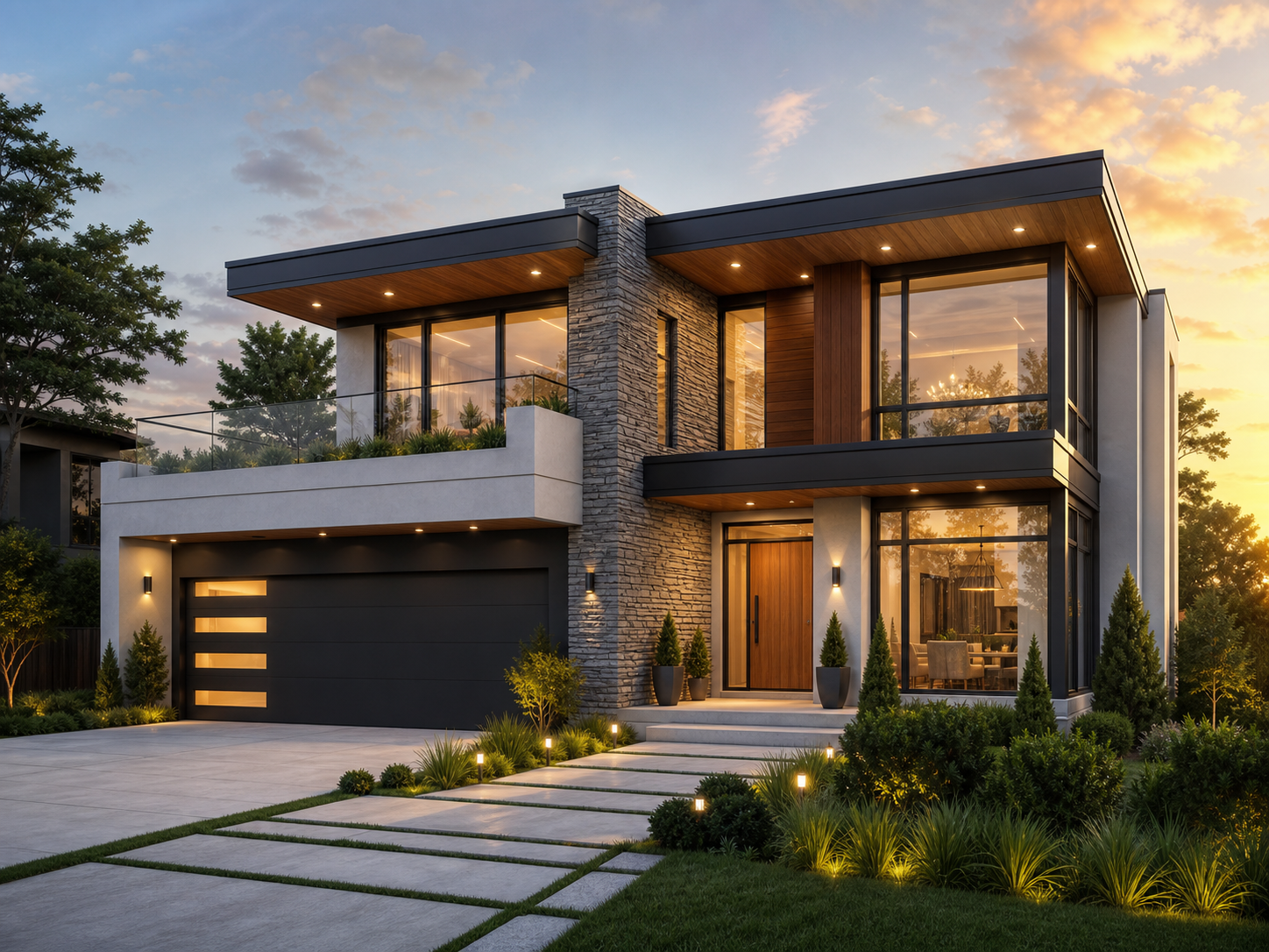 Modern residential exterior rendering