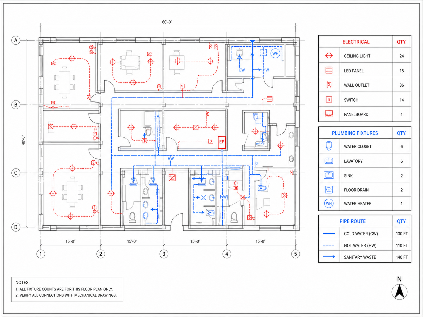 Electrical and plumbing markup sample